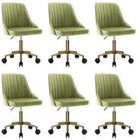Scaune de bucatarie pivotante, 6 buc., verde deschis, catifea 6, Lysegronn