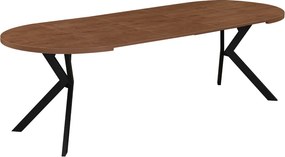 Masă de sufragerie extensibilă, stejar închis/negru, 100-250x75,5 cm, LUKOS