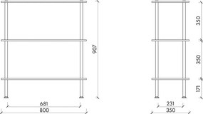 Etajeră neagră cu aspect de lemn de stejar 80x90,5x35 cm Teidi – noo.ma