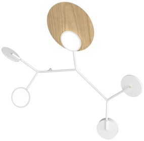 Lampă de perete Ballon 5 C, mai multe variante - TUNTO Model: cadre și parte fixă albe, panou de lemn stejar