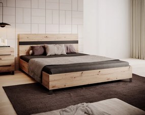 Pat dublu cu rama pentru saltea, 165x90x210 cm, Malen, ADRK Furniture (Culoare: Natural)