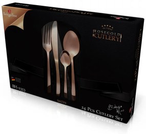 Set Tacamuri 24 piese efect satinat Rose Gold Metallic Collection Berlinger Haus BH 2353