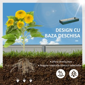 Outsunny Pat Suport de Gradina Inaltat din Metal de Exterior, Suport pentru Plante, Flori si Ierburi Aromatice, Verde