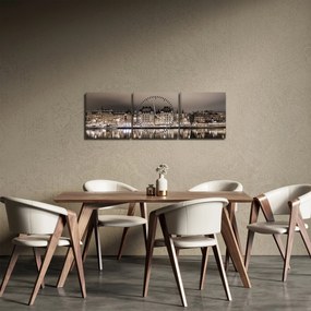 Tablou cu orașul în amurg (cu ceas) (90x30 cm)