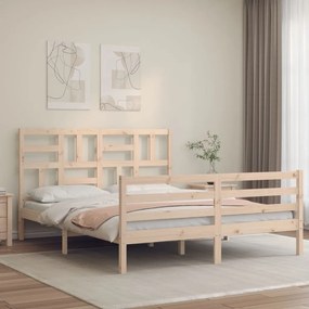 3194901 vidaXL Cadru de pat cu tăblie, king size, lemn masiv