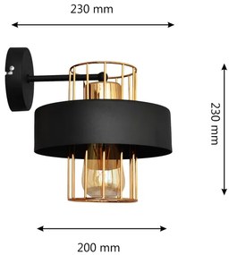 Lampă de perete VOLTA 1xE27/15W/230V 23 cm neagră/aurie