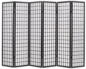 Paravan pliabil cu 6 panouri, stil japonez, 240x170 cm, Negru Negru, 6