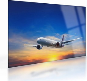 Tablou pe sticlă cu avion (70x50 cm)