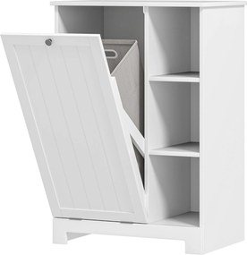 HOMCOM Dulap Modern pentru Rufe cu Coș Detașabil și Compartimente de Depozitare, 60x38x86 cm, Alb | Aosom Romania