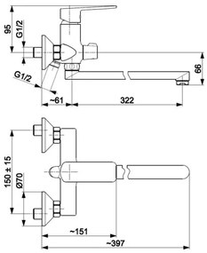 Set de cadă cu baterie KFA Armatura 4428-715-00 AGAT alamă