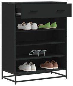 vidaXL Pantofar, negru, 75x38x97,5 cm, lemn prelucrat/metal