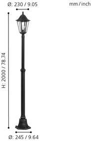 EGLO 93464 - Corp de iluminat exterior NAVEDO 1xE27/60W