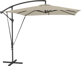 Outsunny Umbrelă de Grădină Suspendată 2.47x2.47 m, Umbrelă de Exterior cu Bază în Cruce, Corzi Antivânt, Bej | Aosom Romania