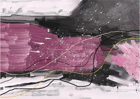 Tablou pe sticlă - Abstracție roz-roșu (70x50 cm)
