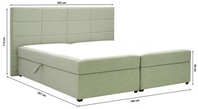 Pat matrimonial Boxspring 180 cm Revenant (mentol) (cu somieră și saltea) (cu sp. depozitare). 1098561