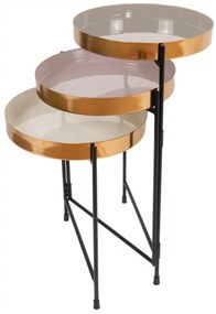 Masuta de cafea rotunda din metal Morrison 30,5x96,5x60,5 cm crem/mov/gri