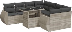 vidaXL Set canapele de grădină cu perne, 9 piese gri deschis poliratan