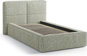 Pat verde tapițat cu spațiu de depozitare cu somieră 90x200 cm Darren – Micadoni