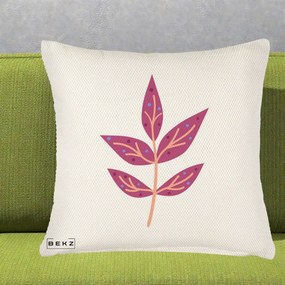 Perna Decorativa Ramura Botanica Mov, 40x40 cm, Crem Reliefat, Husa Detasabila, Perna Inclusa, BEKZ®