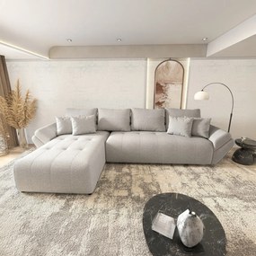 Colțar extensibil dumonde cu ladă de depozitare si sezut confortabil din spuma high-density, Berlin XL Euphoria Dove 350x185 cm