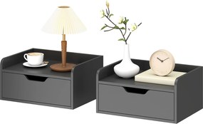 HOMCOM Set de 2 noptiere suspendate tables de nuit suspendues sertar blat aspect lemn dim. 40L x 30l x 19,5H cm | Aosom Romania