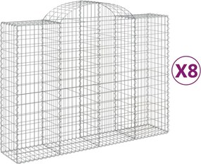 vidaXL Coșuri gabion arcuite 8 buc, 200x50x140/160 cm, fier galvanizat