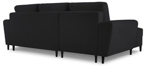 Colțar negru extensibil, cu spațiu de depozitare cu tapițerie din țesătură bouclé (cu colț pe partea stângă, cu șezlong) Kyoto – Cosmopolitan Design