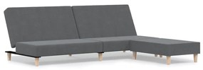 3080465 vidaXL Canapea extensibilă cu taburet, 2 locuri, gri deschis, textil
