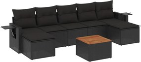vidaXL Set mobilier de grădină cu perne, 8 piese, negru, poliratan