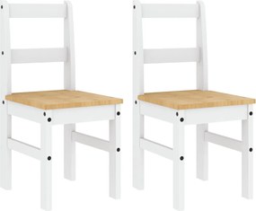 vidaXL Scaune de bucătărie Panama 2 buc. alb 40x46x90cm lemn masiv pin