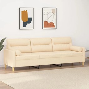 3153001 vidaXL Canapea cu 3 locuri cu perne&pernuțe crem 210 cm textil