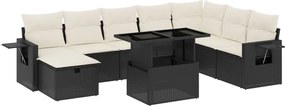 vidaXL Set mobilier de grădină cu perne, 9 piese, negru, poliratan
