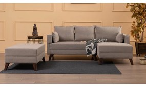 Canapea Tip Coltar Tapitat cu Taburet Bella Corner Sofa Right 2 - Cream