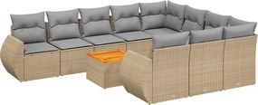 vidaXL Set canapele de grădină cu perne, 11 piese, bej, poliratan
