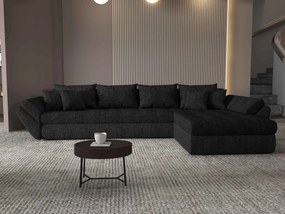 Colțar extensibil dumonde cu ladă de depozitare si sezut confortabil din spuma high-density, Loana XL Enjoy Negru II 335x185 cm