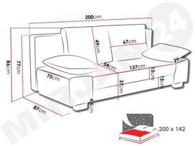 Zondo Canapea extensibilă Soren (uttario velvet 2979 + senegal 808). 1053563