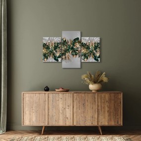 Tablou - Frunze tropicale, Galben - auriu (90x60 cm)
