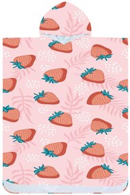 Poncho prosop de plaja STRAWBERRIES roz 80x145 cm