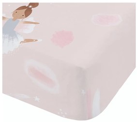 Cearceaf pentru copii roz pentru pat dublu cu elastic 135x190 cm Dancing Fairies – Catherine Lansfield