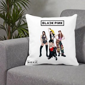 Perna Personalizata K-pop BLACKPINK Fotografie de Grup, 40x40 cm, Alba Mata, Husa Detasabila, Perna Inclusa, BEKZ®