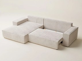 Colțar crem extensibil/cu spațiu de depozitare cu tapițerie din chenille (cu colț pe partea stângă/cu șezlong) Maze – Maison de Rêve