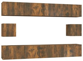 3114371 vidaXL Set dulapuri TV, 6 piese, stejar fumuriu, lemn prelucrat