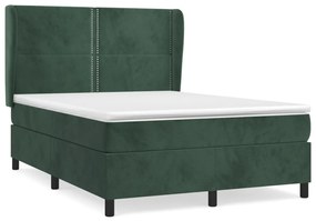 3129156 vidaXL Pat box spring cu saltea, verde închis, 140x200 cm, catifea