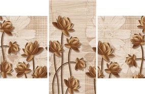 Tablou cu abstracția florilor - maro (90x60 cm)