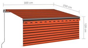 Copertina retractabila manual storLED portocaliumaro 3x2,5 m portocaliu si maro, 3 x 2.5 m