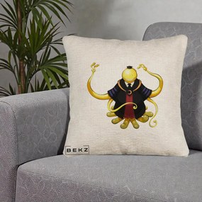 Perna Personalizata Assassination Classroom Koro-sensei, 40x40 cm, Bej Canapea, Husa Detasabila, Perna Inclusa, BEKZ®