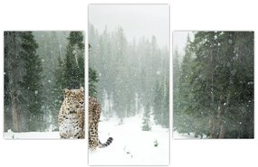 Tablou cu leopard în zăpadă (90x60 cm)