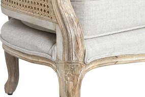 Canapea clasică, stil Louis XV–XVI, din lemn masiv și trestie naturală, Elora 125x58x155 cm