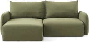 Colțar verde extensibil/cu spațiu de depozitare cu tapițerie din catifea (cu colț pe partea stângă/cu șezlong) Kalena – Makamii