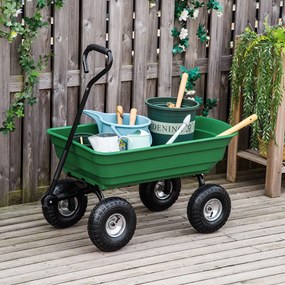 Outsunny Cărucior Grădină Oțel Anvelope Robuste 250 kg 108x52x100cm Verde | Aosom Romania